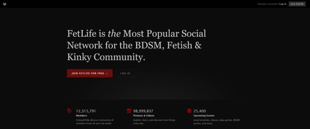 Fetlife homepage